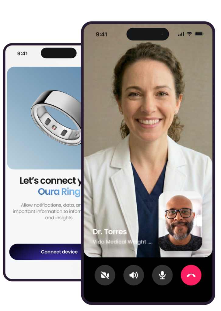 A Vida member on a video call with a Vida medical provider